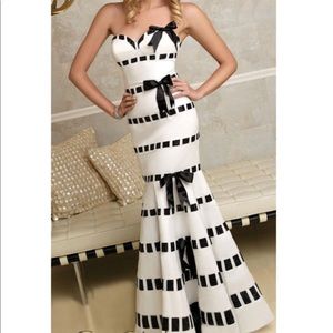 Terani Mermaid strapless white&black dress/evening gown/cocktail dress